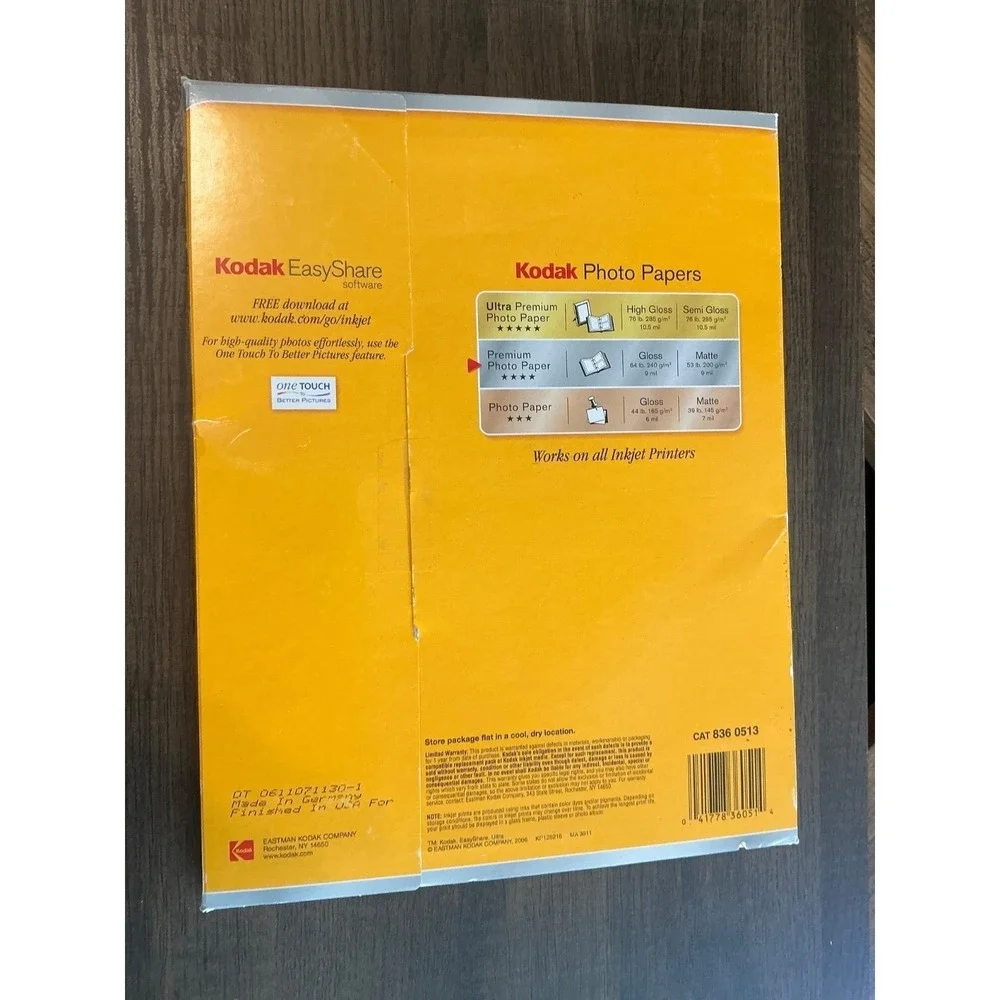 Kodak Photo Paper Unisex OS White NEW Glossy 50 Sheets 8.5x11 Inkjet Premium